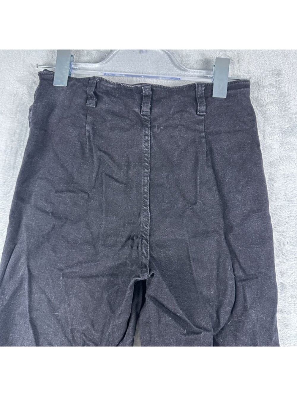Womens Wide Leg Pants Size Medium Flat Front Button Fly Front Pockets Black - Picture 4 of 11